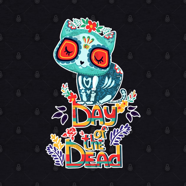 Sugar Skull Cat Day of the Dead Dia de los Muertos Cute by creative